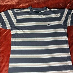 Vintage Lost Navy Striped Short Sleeve Tee with Cream and Tan Bands